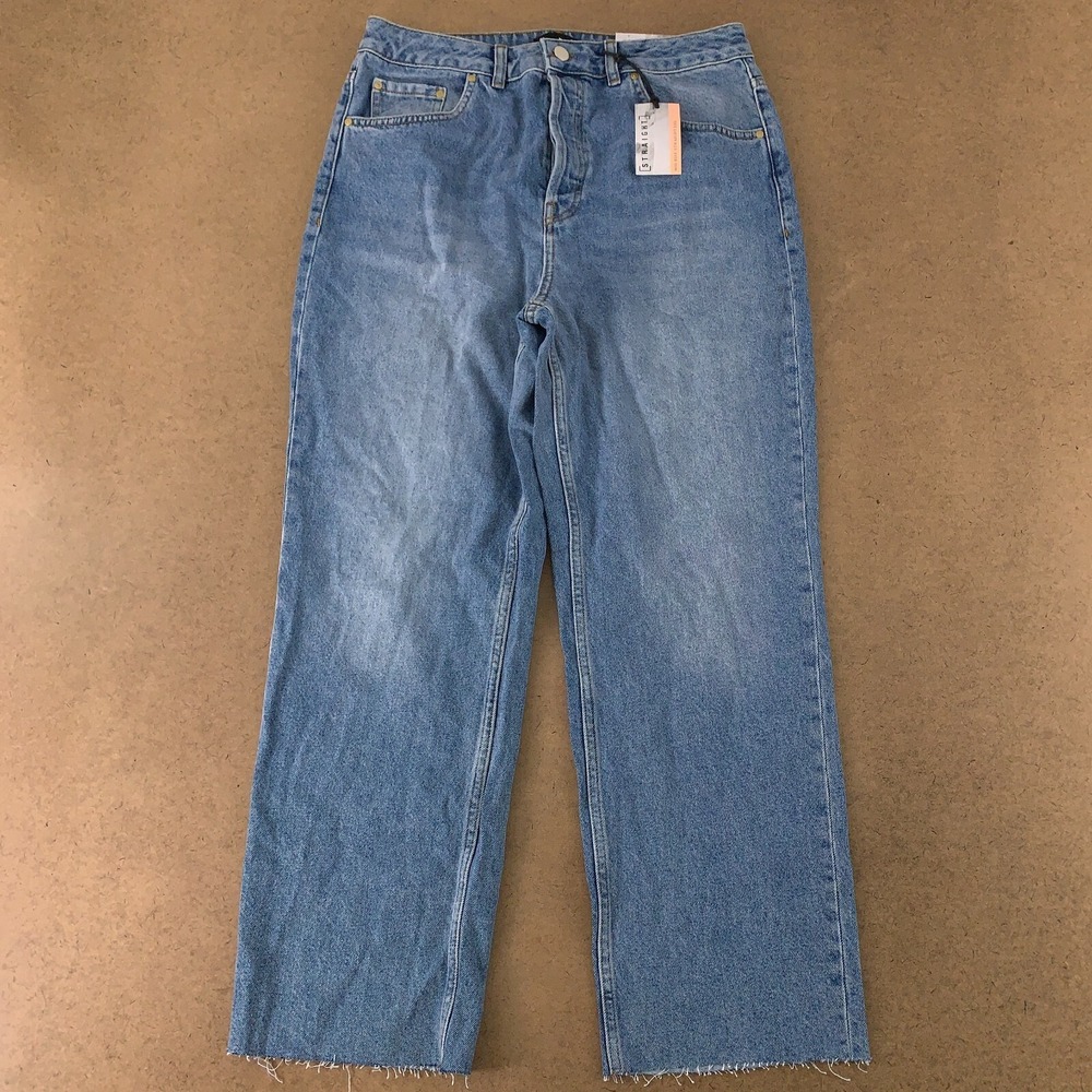 Ware Denim Women's Size 30x30 Light Wash Mid Rise Raw Hem Straight Leg Jeans NWT